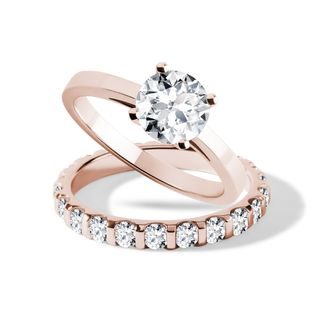 LUXURY ROSE GOLD ENGAGEMENT SET WITH DIAMONDS - ENGAGEMENT AND BRIDAL RING SETS - ENGAGEMENT RINGS