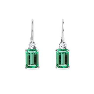 OHRRINGE MIT SMARAGD UND DIAMANTEN AUS WEISSGOLD - OHRRINGE MIT SMARAGD - OHRRINGE