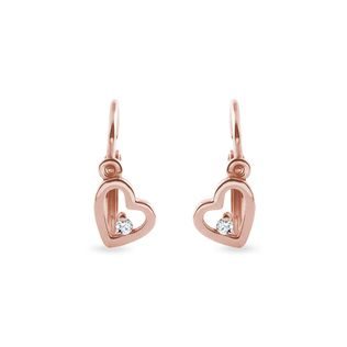 Heart-shaped children's earrings in rose gold