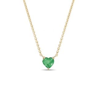 HEART SHAPED EMERALD NECKLACE IN GOLD - EMERALD NECKLACES - NECKLACES