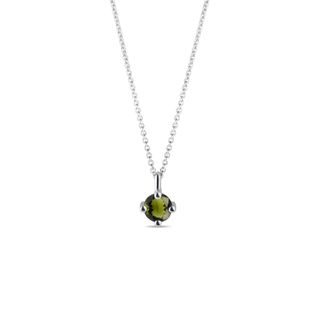 COLLIER EN OR BLANC ET MOLDAVITE - COLLIERS AVEC MOLDAVITE - COLLIERS