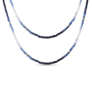 SAFÍROVÝ BOHO NÁHRDELNÍK VE ŽLUTÉM ZLATĚ - MINERÁLNÍ NÁHRDELNÍKY - NÁHRDELNÍKY