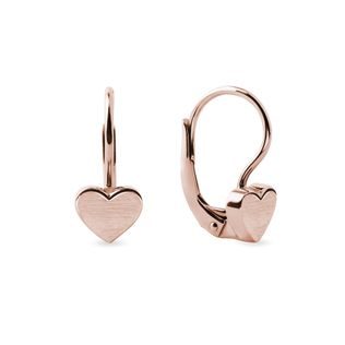 BOUCLES D'OREILLES EN OR ROSE MOTIF CŒUR POUR ENFANTS - BOUCLES D'OREILLES POUR ENFANTS - BOUCLES D'OREILLES