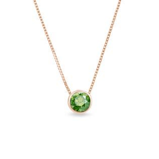 GREEN DIAMOND NECKLACE IN 14K ROSE GOLD - DIAMOND NECKLACES - NECKLACES