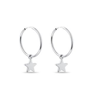 Hoop earrings with stars in white gold