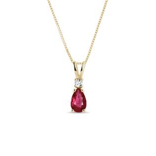 RUBY AND DIAMOND NECKLACE IN YELLOW GOLD - RUBY NECKLACES - NECKLACES