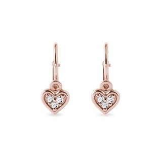 HEART-SHAPED CHILDREN'S EARRINGS WITH DIAMONDS IN ROSE GOLD - CHILDREN'S EARRINGS - EARRINGS