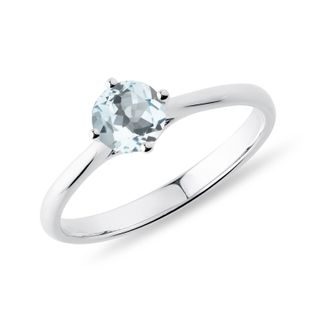 AQUAMARINE ENGAGEMENT RING IN WHITE GOLD - AQUAMARINE RINGS - RINGS