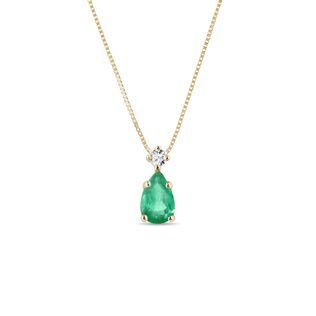 Emerald and diamond necklace in yellow gold