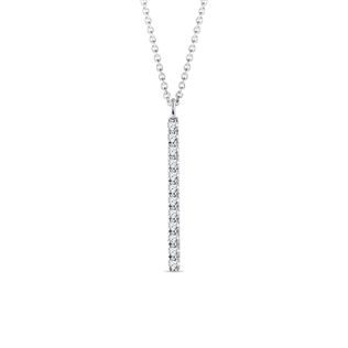 Vertical Diamond Bar Necklace in White Gold