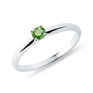 MINIMALISTISCHER RING MIT GRÜNEM DIAMANT IN WEISSGOLD - VERLOBUNGSRINGE MIT FARBIGEN DIAMANTEN - VERLOBUNGSRINGE