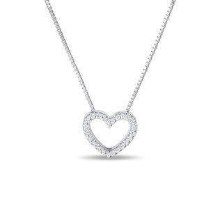 HEART-SHAPED DIAMOND NECKLACE IN WHITE GOLD - DIAMOND NECKLACES - NECKLACES