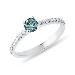 BAGUE DE FIANÇAILLES EN OR FIN AVEC DIAMANT BLEU - BAGUES DE FIANÇAILLES AVEC DIAMANTS DE COULEUR - BAGUES DE FIANÇAILLES