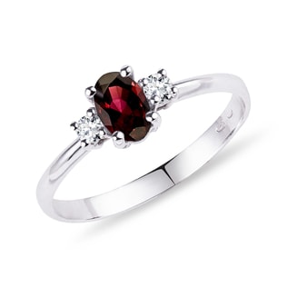 GARNET AND DIAMOND GOLD RING - GARNET RINGS - RINGS