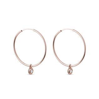 CRÉOLES EN OR ROSE ET DIAMANTS - BOUCLES D'OREILLES EN DIAMANT - BOUCLES D'OREILLES