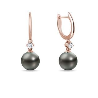 OHRRINGE AUS ROSÉGOLD MIT TAHITIPERLEN UND DIAMANTEN - PERLEN OHRRINGE - PERLEN