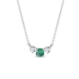 COLLIER EN OR AVEC DIAMANTS ET ÉMERAUDE CENTRALE - COLLIERS AVEC ÉMERAUDE - COLLIERS