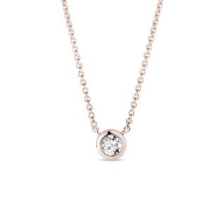 BEZEL NECKLACE MADE OF ROSE GOLD WITH DIAMOND - DIAMOND NECKLACES - NECKLACES