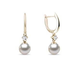 AKOYA PEARL AND DIAMOND EARRINGS IN GOLD - PEARL EARRINGS - PEARL JEWELRY