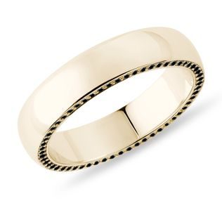 MĘSKA OBRĄCZKA Z ŻÓŁTEGO ZŁOTA Z CZARNYMI DIAMENTAMI - MĘSKIE OBRĄCZKI - OBRĄCZKI