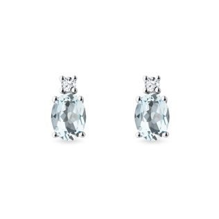 AQUAMARINE AND DIAMOND EARRINGS IN WHITE GOLD - AQUAMARINE EARRINGS - EARRINGS