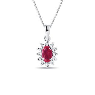 RUBINHALSKETTE AUS WEISSGOLD MIT DIAMANTEN - KETTEN MIT RUBIN - KETTEN