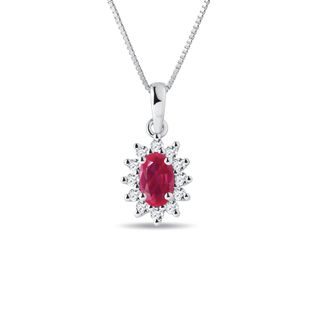 RUBY NECKLACE WITH DIAMONDS IN WHITE GOLD - RUBY NECKLACES - NECKLACES