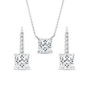 KOMPLET BIŻUTERII Z BIAŁEGO ZŁOTA Z DIAMENTAMI LABORATORYJNYMI - DIAMENTOWE ZESTAWY - BIŻUTERIA