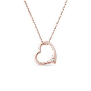 COLLIER D'OR ROSE EN FORME DE CŒUR AVEC DIAMANT TAILLE BRILLANT - COLLIERS AVEC DIAMANTS - COLLIERS