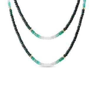Colour emerald necklace in yellow gold