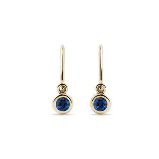 Children's earrings with sapphires in 14k gold