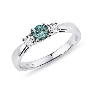 BLUE AND WHITE DIAMOND RING IN WHITE GOLD - FANCY DIAMOND ENGAGEMENT RINGS - ENGAGEMENT RINGS