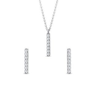 SÚPRAVA ŠPERKOV Z BIELEHO ZLATA S DIAMANTOVOU TYČINKOU - DIAMANTOVÉ SÚPRAVY - ŠPERKY