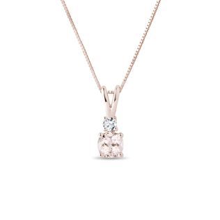 NASZYJNIK Z 14-KARATOWEGO, RÓŻOWEGO ZŁOTA Z DIAMENTEM I MORGANITEM - NASZYJNIKI Z MORGANITAMI - NASZYJNIKI