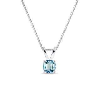 ROUND TOPAZ NECKLACE IN WHITE GOLD - TOPAZ NECKLACES - NECKLACES