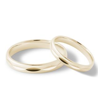 ORYGINALNY KOMPLET ŚLUBNY Z ŻÓŁTEGO ZŁOTA Z GRAWERUNKIEM - ZESTAWY OBRĄCZEK Z ŻÓŁTEGO ZŁOTA - OBRĄCZKI