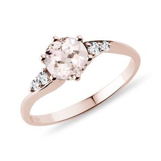 Round Cut Gem Stone Pink Morganite Engagement Ring On10k Rose Gold