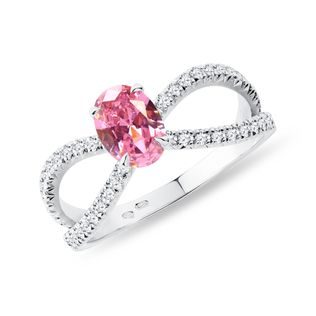 DIAMANTVERLOBUNGSRING MIT ROSA SAPHIR IN WEISSGOLD - SAPHIRVERLOBUNGSRINGE - VERLOBUNGSRINGE