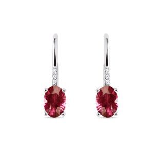 RUBELLITE AND DIAMOND EARRINGS IN WHITE GOLD - TOURMALINE EARRINGS - EARRINGS