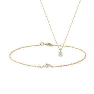 DIAMANT-LÜNETTE IN GELBGOLD GEFASST - SCHMUCK SETS DIAMANT - SCHMUCK