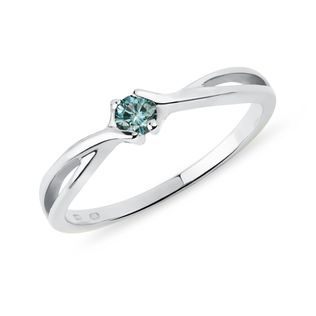 FANCY WHITE GOLD RING WITH A BLUE DIAMOND - FANCY DIAMOND ENGAGEMENT RINGS - ENGAGEMENT RINGS