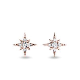 DIAMANTOHRRINGE IN POLARSTERNFORM AUS ROSÉGOLD - OHRRINGE DIAMANT - OHRRINGE