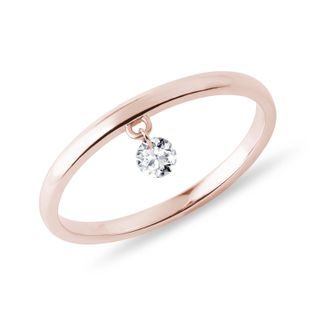 BAGUE DÉLICATE EN OR ROSE ET DIAMANT DE SYNTHÈSE - BAGUES EN DIAMANT - BAGUES