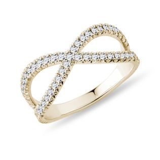 BAGUE DOUBLE ANNEAU EN OR JAUNE SERTIE DE DIAMANTS - BAGUES EN DIAMANT - BAGUES
