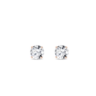 PUCES D'OREILLES ENDIAMANTÉES EN OR ROSE 14 CT - PUCES D'OREILLES EN DIAMANT - BOUCLES D'OREILLES