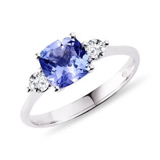 RING WITH TANZANITE AND BRILLIANTS IN WHITE GOLD - TANZANITE RINGS - RINGS