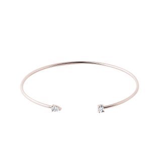 OPEN BANGLE BRACELET WITH DIAMONDS IN 14K ROSE GOLD - CUFF BRACELETS - BRACELETS