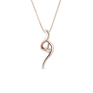 ELEGANT ROSE GOLD NECKLACE WITH A DIAMOND - DIAMOND NECKLACES - NECKLACES