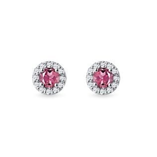 TOURMALINE AND DIAMOND WHITE GOLD EARRINGS - TOURMALINE EARRINGS - EARRINGS