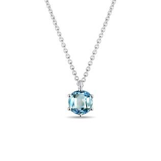 ROUND SWISS TOPAZ NECKLACE IN WHITE GOLD - TOPAZ NECKLACES - NECKLACES